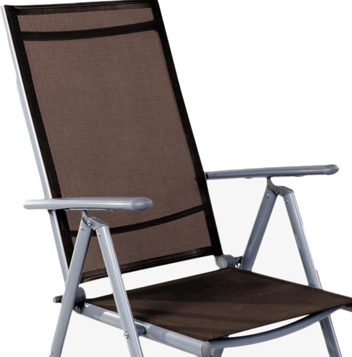 Actual product image Mojawo Set of 4 garden folding chair aluminium - textiles silver grey/chocolate brown