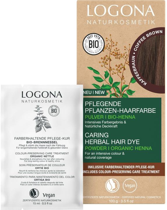 Produktbild Logona Pflegende Pflanzen-Haarfarbe Pulver Kaffeebraun (090 Dunkelbraun)