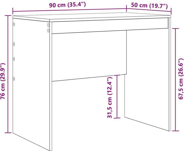 Produktbild vidaXL Kompakter Schreibtisch (90 x 50 x 76 cm)