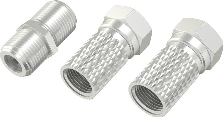 Produktbild Hama SAT-Adapter-Set, 2x F-Stecker und Adapter F-Kupplung/F-Kupplung (Antennenkabel)