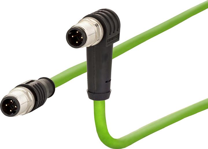 Actual product image Metz 142M1D19100 M12 network cable, patch cable CAT 5e SF/FTP 10m green PUR jacket, acid-coated (F/FTP, CAT5e, 10 m)