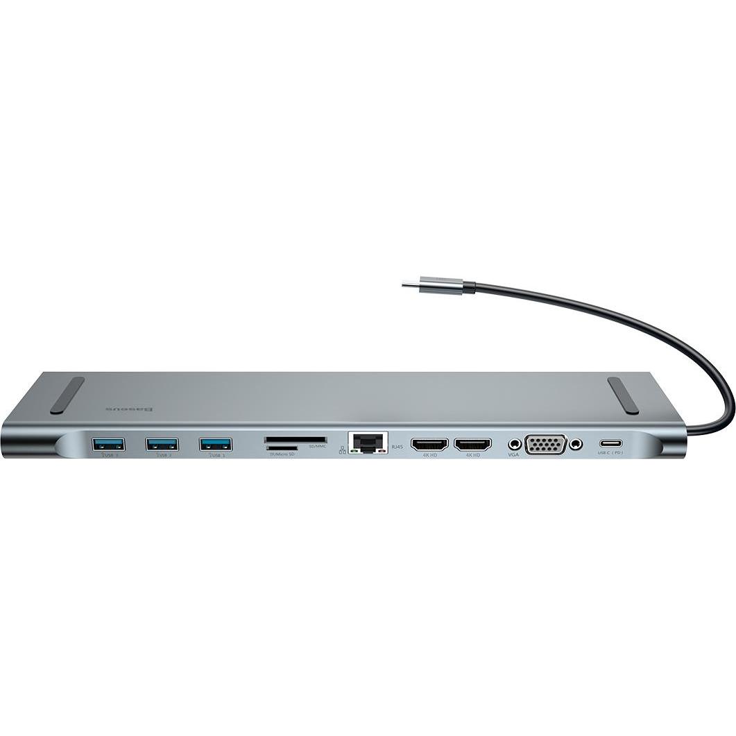 Baseus Catsxg0g (USB-C, 10 Ports), Dockingstation + USB Hub, Silber