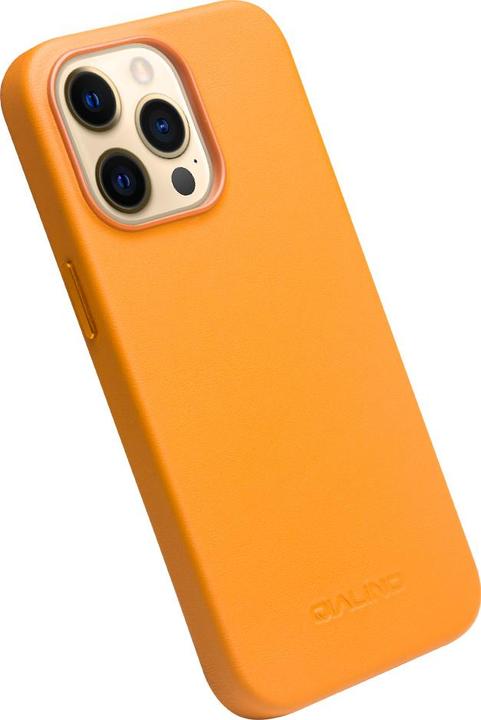Image du produit QiAlino Coque cuir véritable (compatible MagSafe) Orange (Apple iPhone 14 Pro Max)