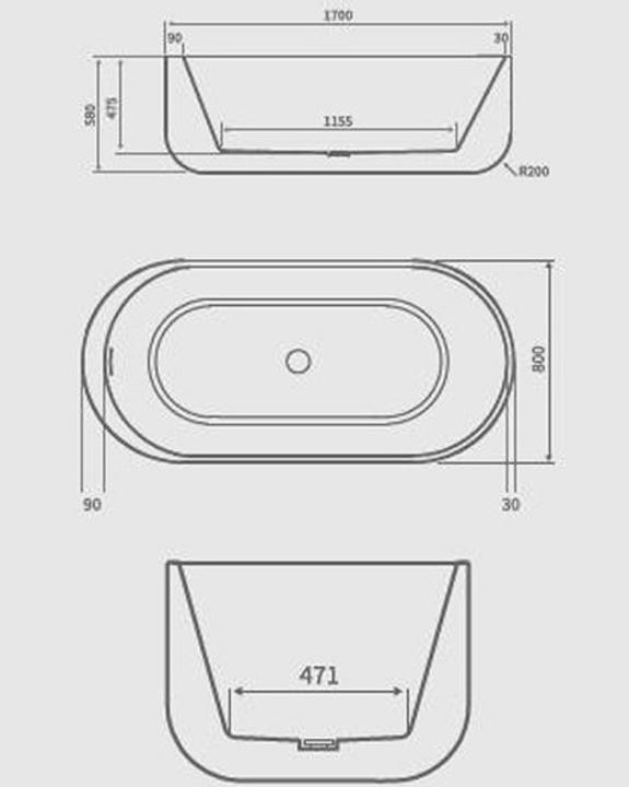 Produktbild Jet-Line Badewanne WETZIKON weiss170x80cm (170 cm, 80 cm)
