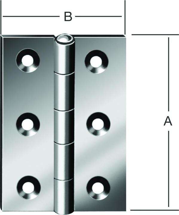 Produktbild Vormann Scharnier 10502 Höhe 80 mm Breite 58 mm Stärke 1,5 mm Edelstahl gerollt, halbbreit