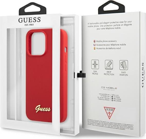 Produktbild Guess GUHCP13XLSLMGRE iPhone 13 Pro Max 6.7" czerwony/burgundy hard case Silicone Vintage Gold Logo (Apple iPhone 13 Pro Max)