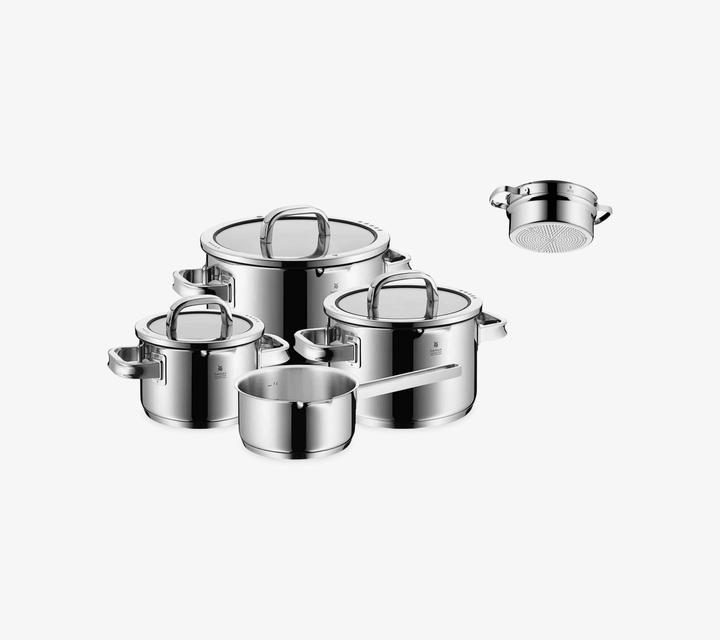 Actual product image WMF Topfset Induktion Kochtopfset 5tlg Glasdeckel Function4 Edelstahl 18/10 (16 cm, Pan set + pot set, Stainless steel)