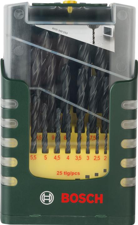 Produktbild Bosch Professional Zubehör 25-teiliges HSS-R-Metallbohrer-Set (1, 1.5, 2, 2.5, 3, 3.5, 4, 4.5, 5, 5.5, 6, 6.5, 7, 7.5, 8, 8.5, 9, 9.5, 10, 11, 12, 13 mm, 12,5 cm, 11,5 mm, 10.5 cm)
