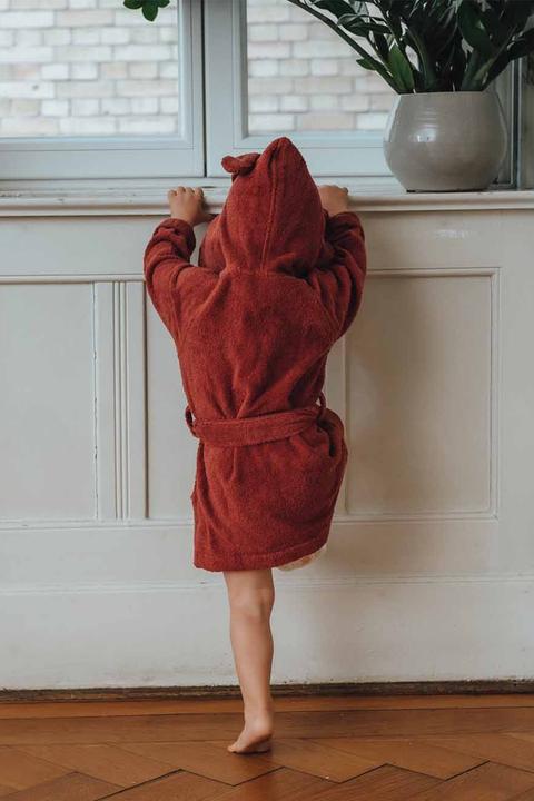 Actual product image Kikadu Bathrobe Rabbit rust size 3-4 (GOTS)