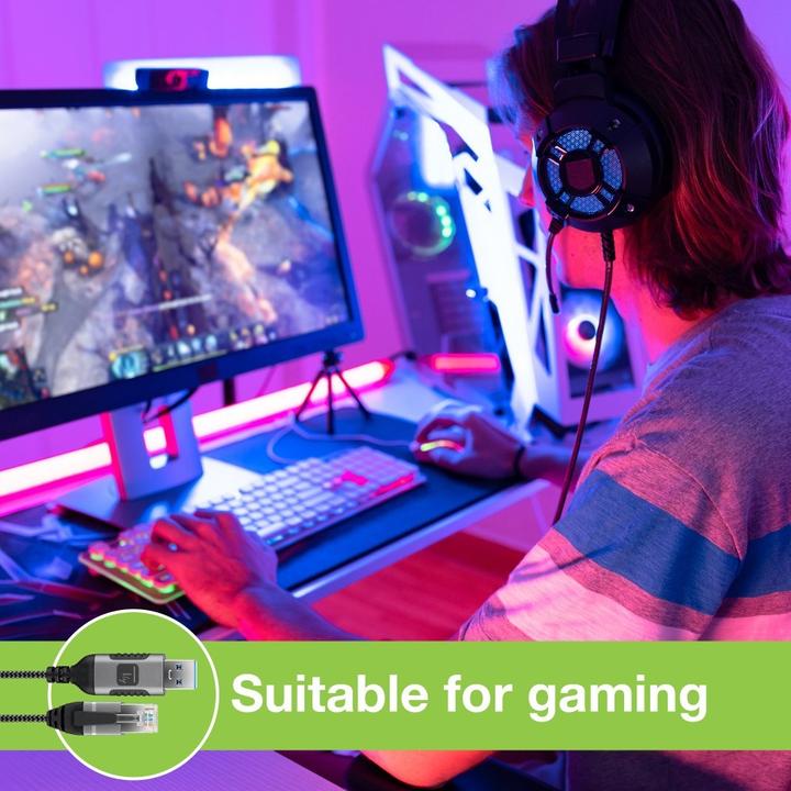 Actual product image Techly Kabel sieciowy USB-A na Gigabit Ethernet RJ45 1m (CAT6, 1 m)