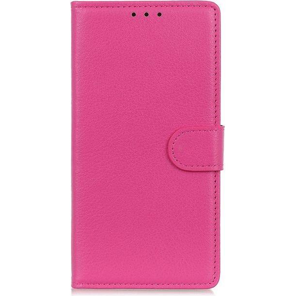 MU Classic Litchi Leder Bookcover Series (OnePlus 8T), Smartphone Hülle, Rosa