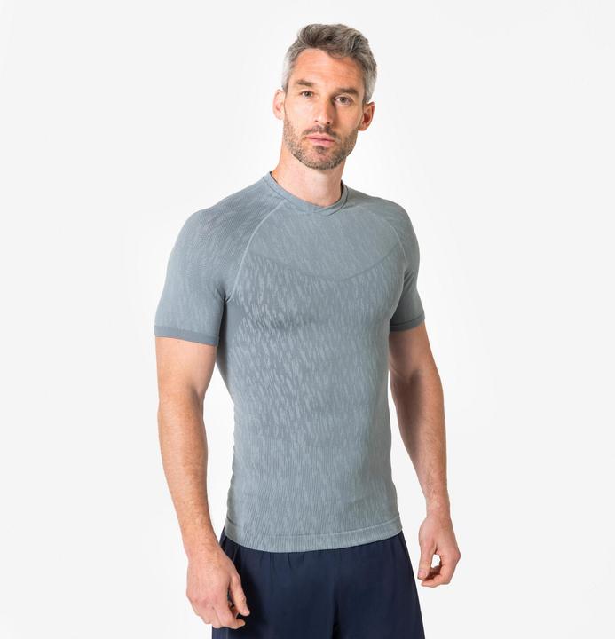 Actual product image Kipsta Funktionsshirt Fussball kurzarm Keepdry 500 Wärmekomfort Damen/Herren grau (L)