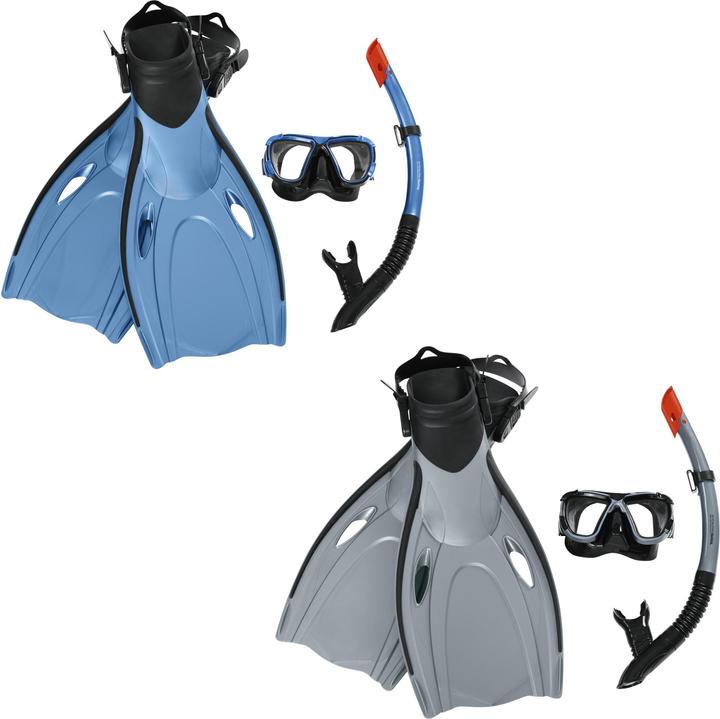 Actual product image Bestway Hydro-Pro BlackSea Snorkel & Fin Set, Adult, Half face mask, Tempered glass, Assorted colour