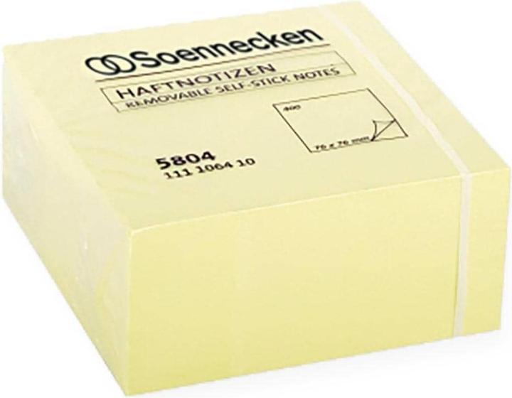 Actual product image Soennecken Sticky note cube Dimensions: 76 x 40 x 76 mm (W x H x D) Colour: neon yellow (7.5 x 7.5 x 7.5 cm)