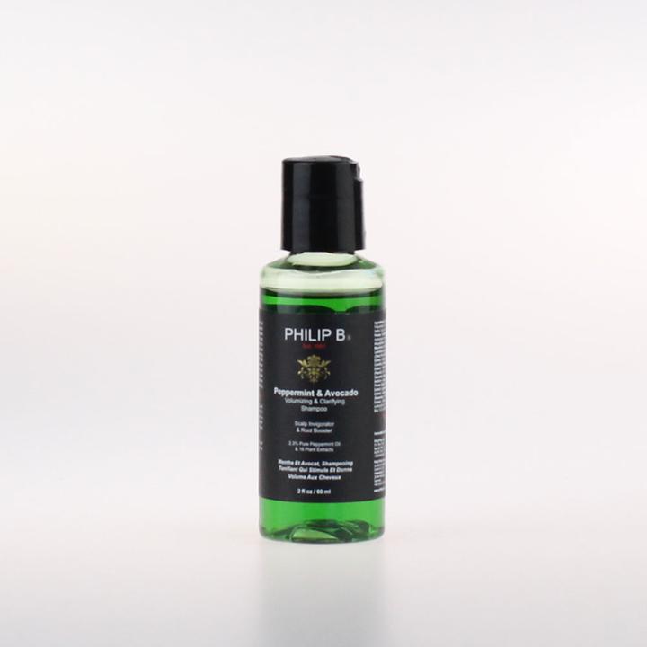 Actual product image Philip B. Peppermint And Avocado Volumising & Clarifying Shampoo (60 ml, Liquid shampoo)