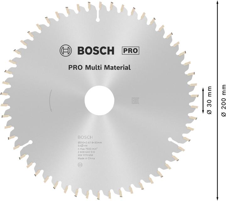 Immagine prodotto Bosch Professional Zubehör Lama circolare PRO Multi Material, 200 x 2,4 x 30 mm