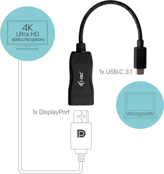 Actual product image i-tec USB-C to (DP, 15 cm)