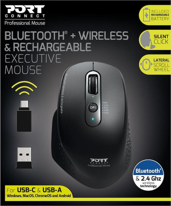 Produktbild Port Designs 900716 Maus rechts RF kabellos + Bluetooth Optisch 3200 DPI (Kabellos)