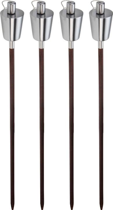 ProGarden 4er-Set Ã–l-Gartenfackel mit Stab aus Buchenholz