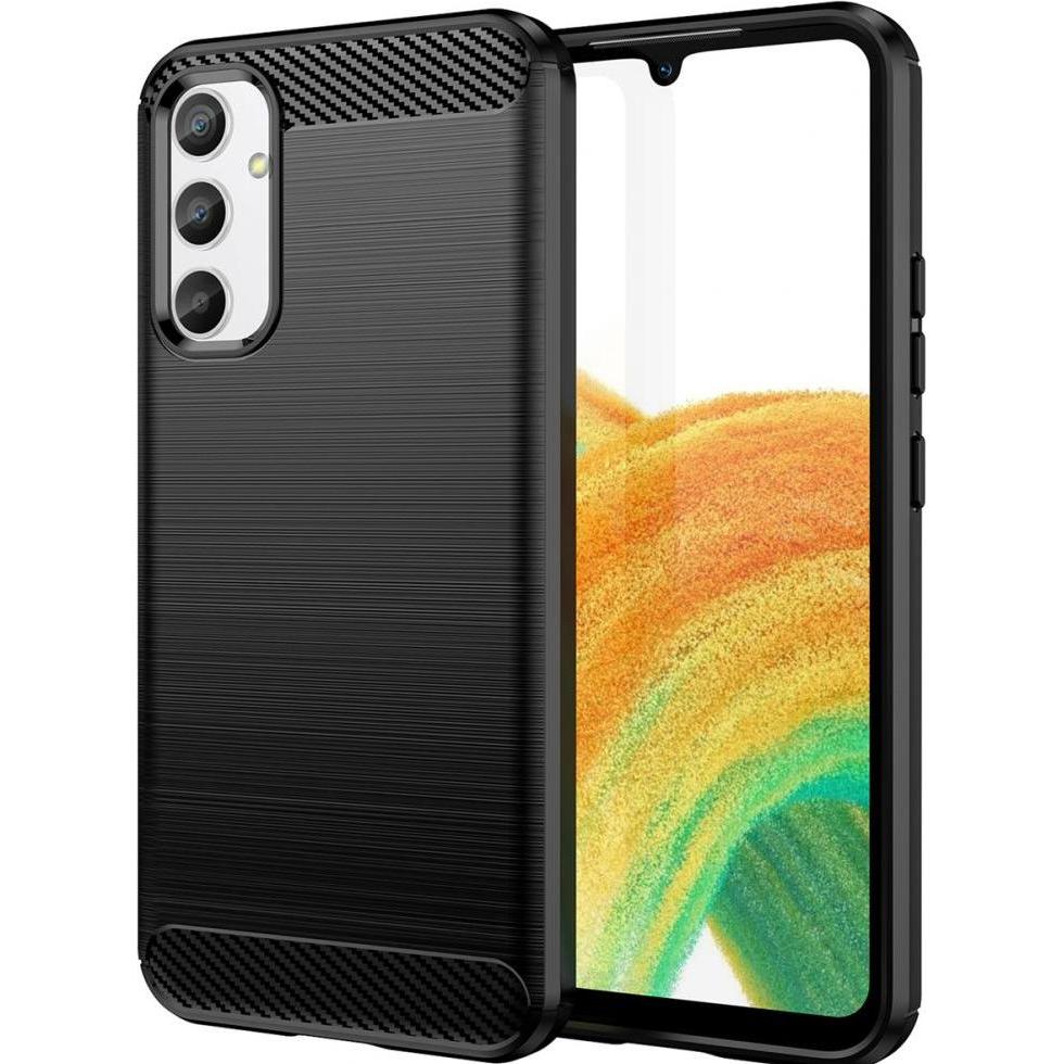 Hurtel Carbon Case Hülle für Samsung Galaxy A04e flexibles Silikon Carbon Cover schwarz (Samsung Galaxy A04e), Smartphon...