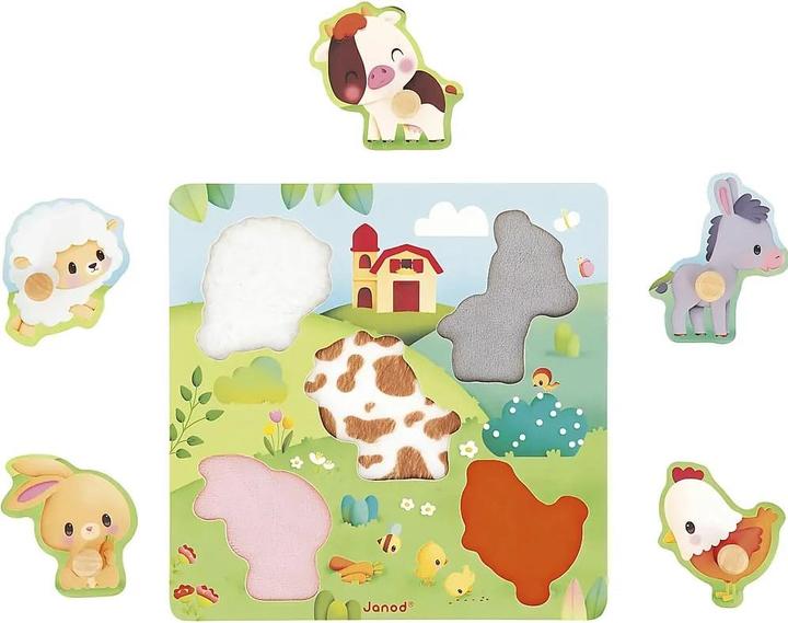 Image du produit Janod Puzzle Tactile Ferme (5 pièces)