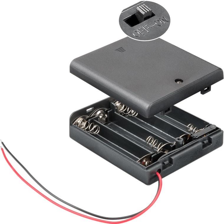 Goobay AA Batteriehalter, Batterie Zubehör, Schwarz