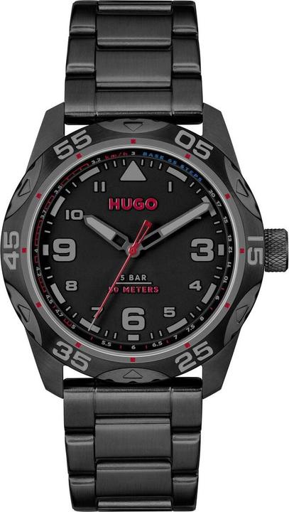 Produktbild HUGO HU1530333 #TREK Heren Horloge - Mineraalglas - Staal - Zwart - 42 mm breed - (42 mm)