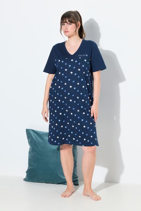 Produktbild Ulla Popken Bigshirt, Blüten, Stickerei, V-Ausschnitt, Halbarm (50, 52)