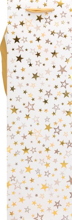 Produktbild Idena Flaschentasche Sterne weiss/silber/gold 12x10x36cm Weihnachten (Flaschentasche)