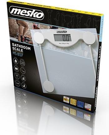 Immagine prodotto Mesko MS 8137 bilancia pesapersone Rettangolo trasparente, bianco Bilancia pesapersone elettronica (150 kg)