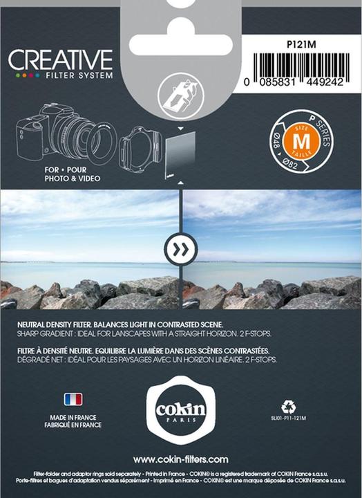 Actual product image Cokin Filter P121M Course 2 ND 4 (Graduated neutral density filter, 100 mm)