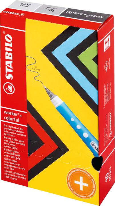 Produktbild STABILO Tintenroller - worker+ colorful - medium - 10er Pack - blau (Blau, 10 x)