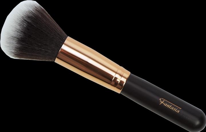Powder brush with copper-coloured ferrule, synthetic hair, dark brown handle (Powder)