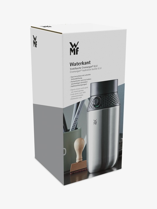 Actual product image WMF Drinking bottle Cromargan 0.5 l, Black Silver (0.50 l)
