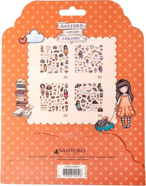 Actual product image art by marlene Rub-on Stickers 4x2 designs Gorjuss