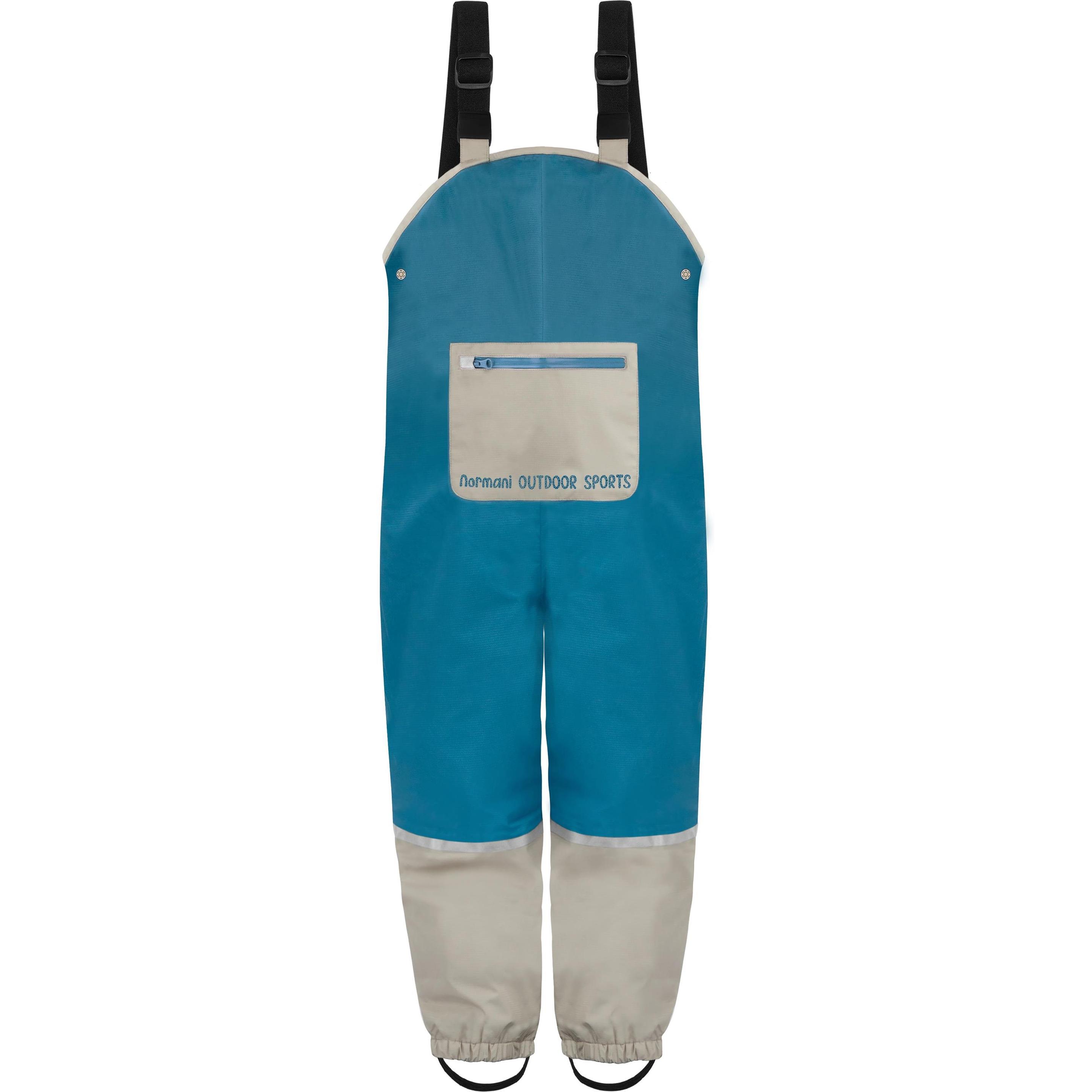 Normani, Herren, Outdoorhose, Kinder Regenhose mit Hosenträgern „Twisp“ - 9659 (104), Blau, 104