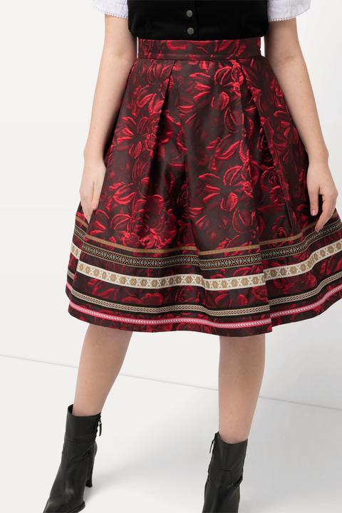 Produktbild Ulla Popken Rock, A-Linie, Jacquard-Blütenmuster, Zierbänder (48)