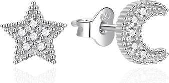 Actual product image Agato - Silver earrings Star and moon with zircons AGT-E016PW