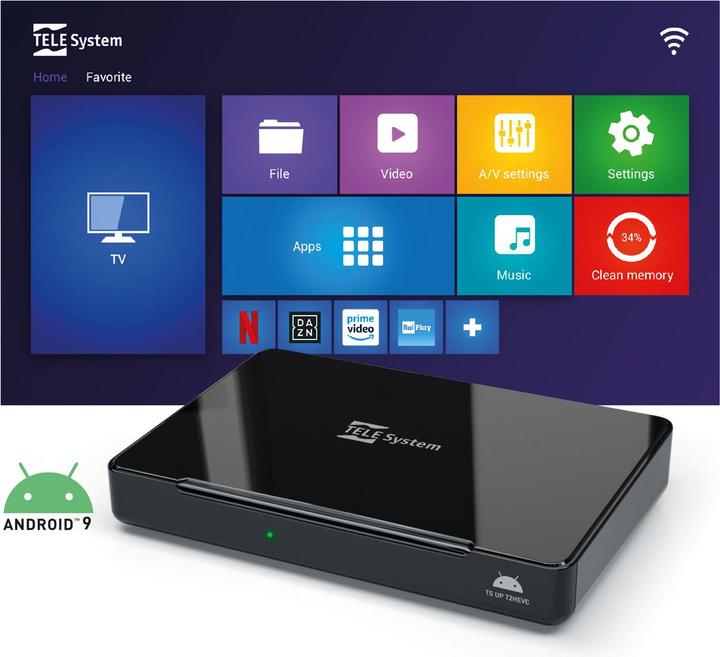 Produktbild Telesystem Decoder HD HDMI Android 9 Aosp Main 10 Ok Bonus TV Strong Ts Up T2 (8 GB, DVB-T, DVB-T2)