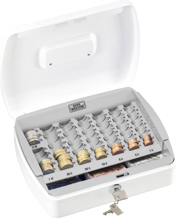 Actual product image Burg Wächter Cash box Office-Line W.255xH.75xD.200 mm white powder-coated steel incl. cylinder lock