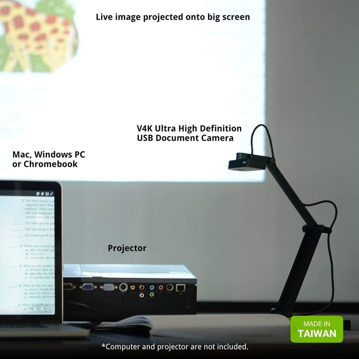 Produktbild Ipevo DOK V4K USB Ultra HD 8MP Mikro (4K, 34.5 x 25.5 cm)