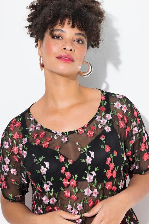 Produktbild Miamoda Blusenshirt, Classic Fit, Mesh, Blütenstickerei (46)