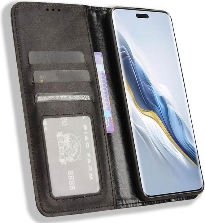 Produktbild Cover-Discount Honor Magic6 Pro - Vintage Flip Case Hülle schwarz (Honor Magic6 Pro)