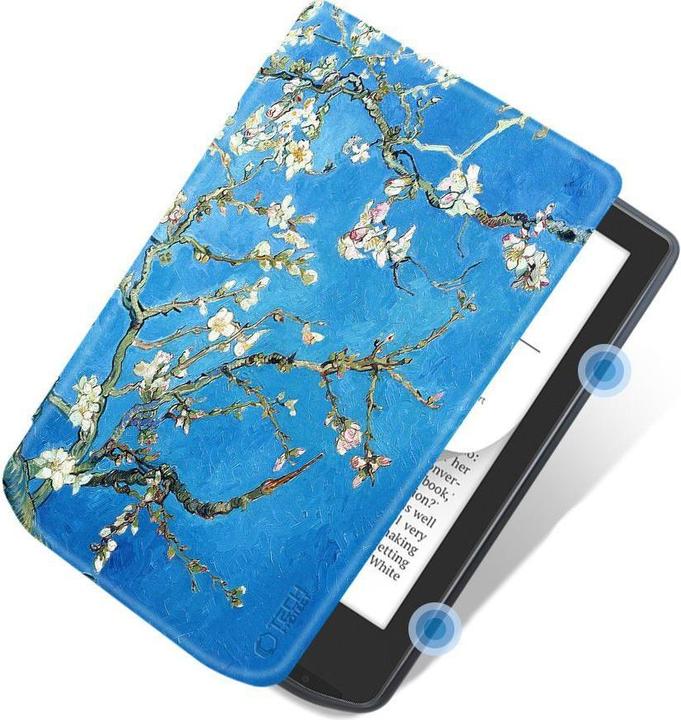 Actual product image Tech-Protect SmartCase case for PocketBook Verse / Verse Pro - blue with sakura flowers (Verse Pro)