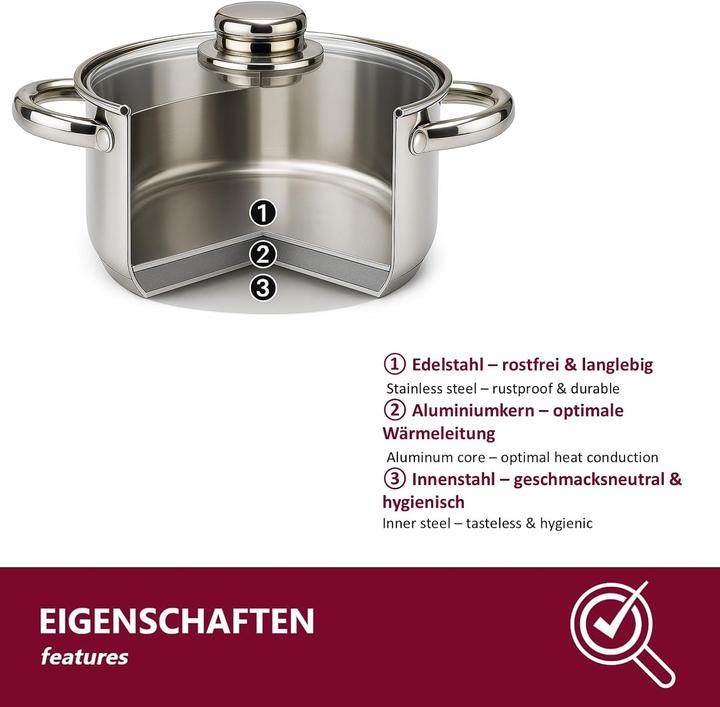 Actual product image Hooz Edelstahl Kochtopf-Set (Pan set + pot set, Stainless steel)
