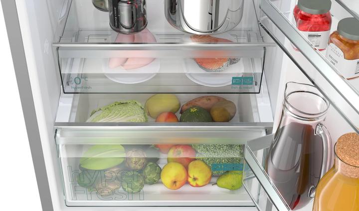 Produktbild Siemens iQ300, free-standing fridge-freezer with freezer at bottom, 186 x 60 cm, Inox-easyclean, MK67KGNIBA (321 l)