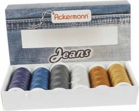 Image du produit Jeans Nähgarnset Farben Mix, Jeansgarn 4x Stärke 30 zu je 70m & 2x Stärke 80 zu je 150m