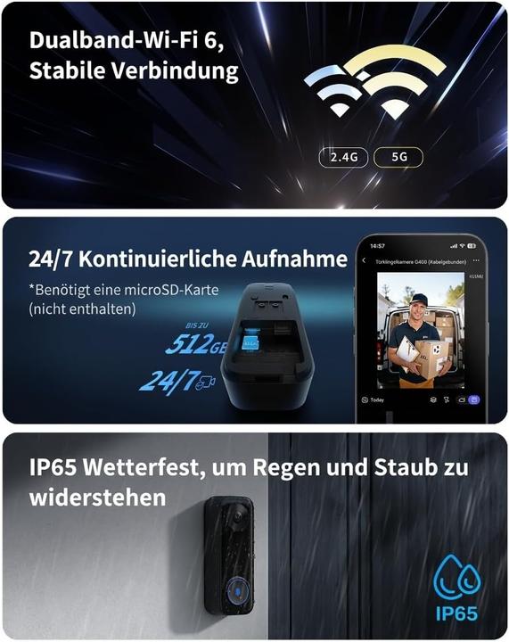 Produktbild Aqara Türklingel-Kamera G400 mit Chime und 2K HD (WLAN)