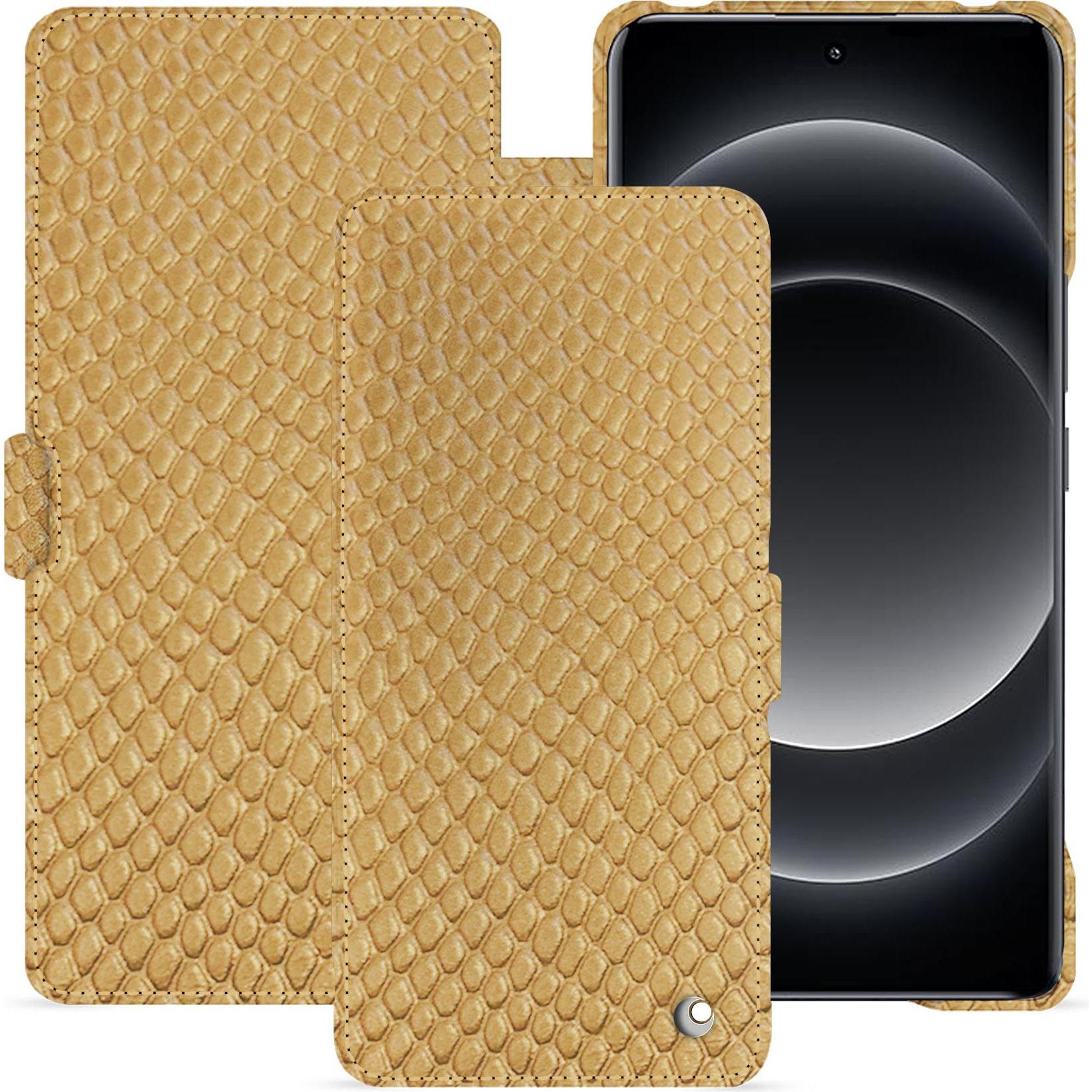 Noreve Coque en cuir à rabat horizontal (Xiaomi 14 Ultra), Cover smartphone, Beige