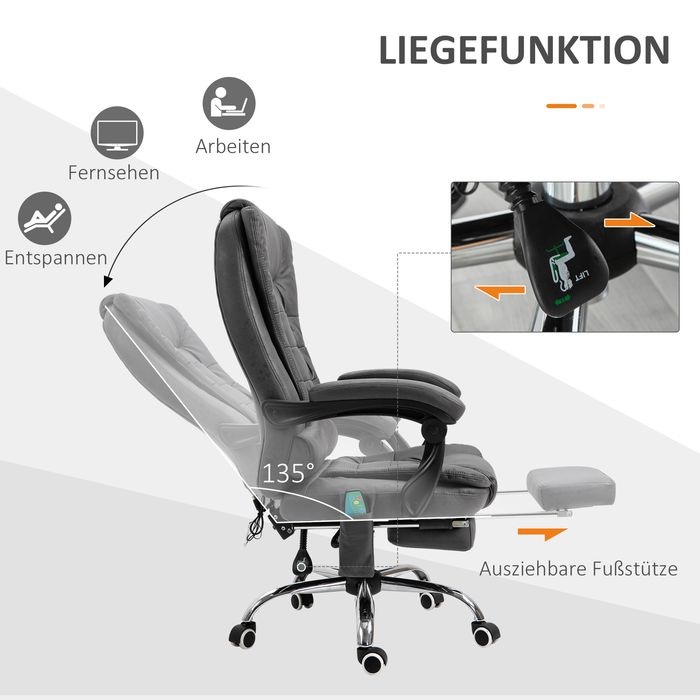 Produktbild Swisshandel24 Bürostuhl, Massage- und Wärmefunktion, ergonomisch, 6 Massagepunkte, Fussstütze, Fernbedienung, Poly